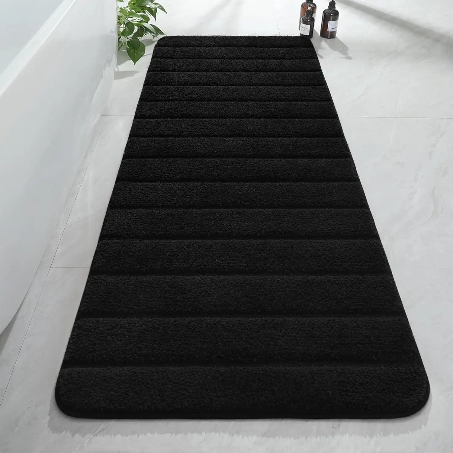 Luxury Long Bathroom Runner Rugs, Thick Soft Absorbent Microfiber Non Slip Bath Mat, Rubber Backing Striped Rug, Machine Washable, 24x60 Inch Black
Luxury Long Bathroom Runner Rugs, Thick Soft Absorbent Microfiber Non Slip Bath Mat, Rubber Backing Striped Rug, Machine Washable, 24x60 Inch Black