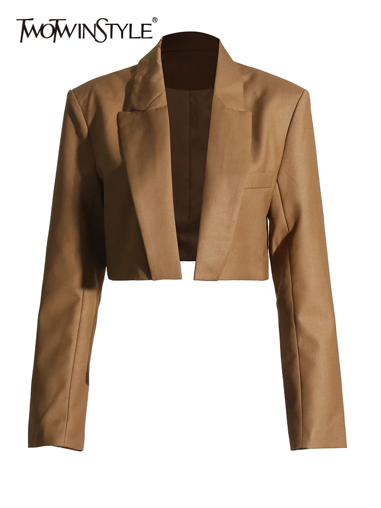 TWOTWINSTYLE Korean Fashion Autumn Blazer For Women Notched Single Breasted Solid Minimalist Casual Blazers Female 2022 Clothing
TWOTWINSTYLE Korean Fashion Autumn Blazer For Women Notched Single Breasted Solid Minimalist Casual Blazers Female 2022 Clothing