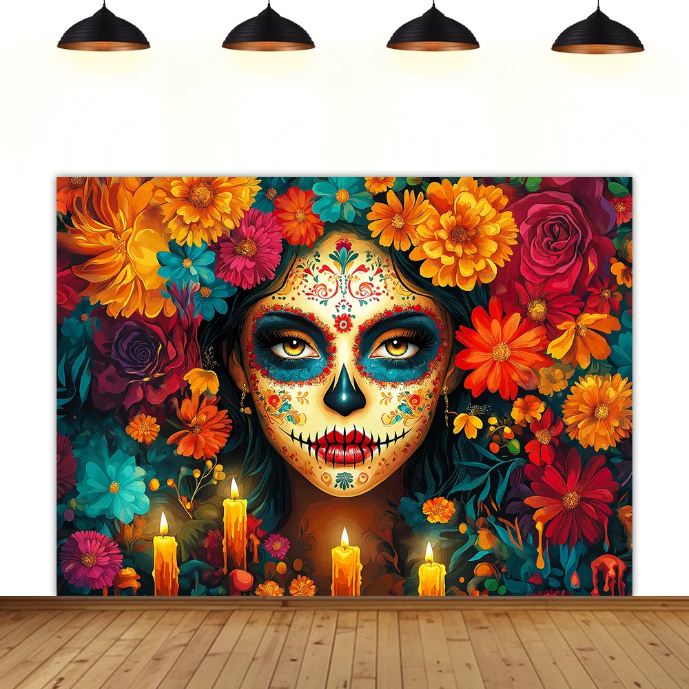 Day of the Dead Theme background face flower plant masquerade party festival banner decoration photography
Day of the Dead Theme background face flower plant masquerade party festival banner decoration photography