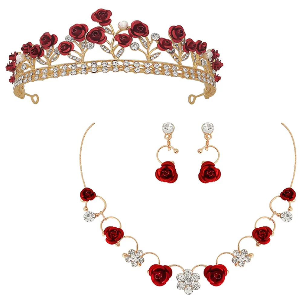 Crown Headband Necklace Earrings Girls Rhinestone Jewelry Kids Birthday Party Rose Alloy Decorative Tiara
Crown Headband Necklace Earrings Girls Rhinestone Jewelry Kids Birthday Party Rose Alloy Decorative Tiara