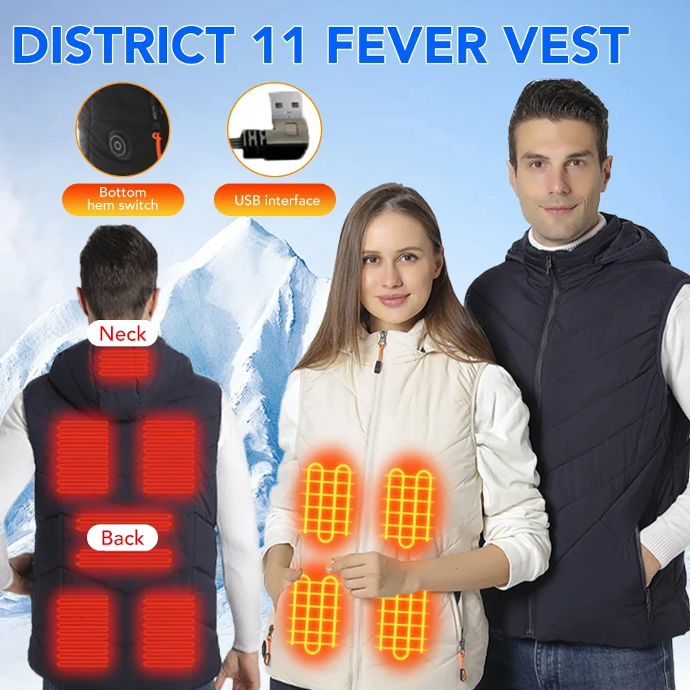 Winter Couple Style 11 Areas Constant Temperature Heating Vest Women Hooded Cold-Proof Thermal Vest USB Electric Heating Clothes
Winter Couple Style 11 Areas Constant Temperature Heating Vest Women Hooded Cold-Proof Thermal Vest USB Electric Heating Clothes