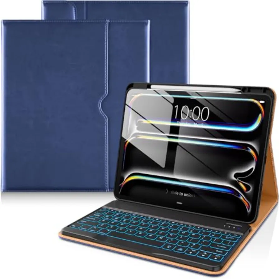 for iPad Pro 13 Inch Case with Keyboard M5/M4 2025/2024: Navy Blue premium leather folio cover featuring backlit wireless detac
for iPad Pro 13 Inch Case with Keyboard M5/M4 2025/2024: Navy Blue premium leather folio cover featuring backlit wireless detac