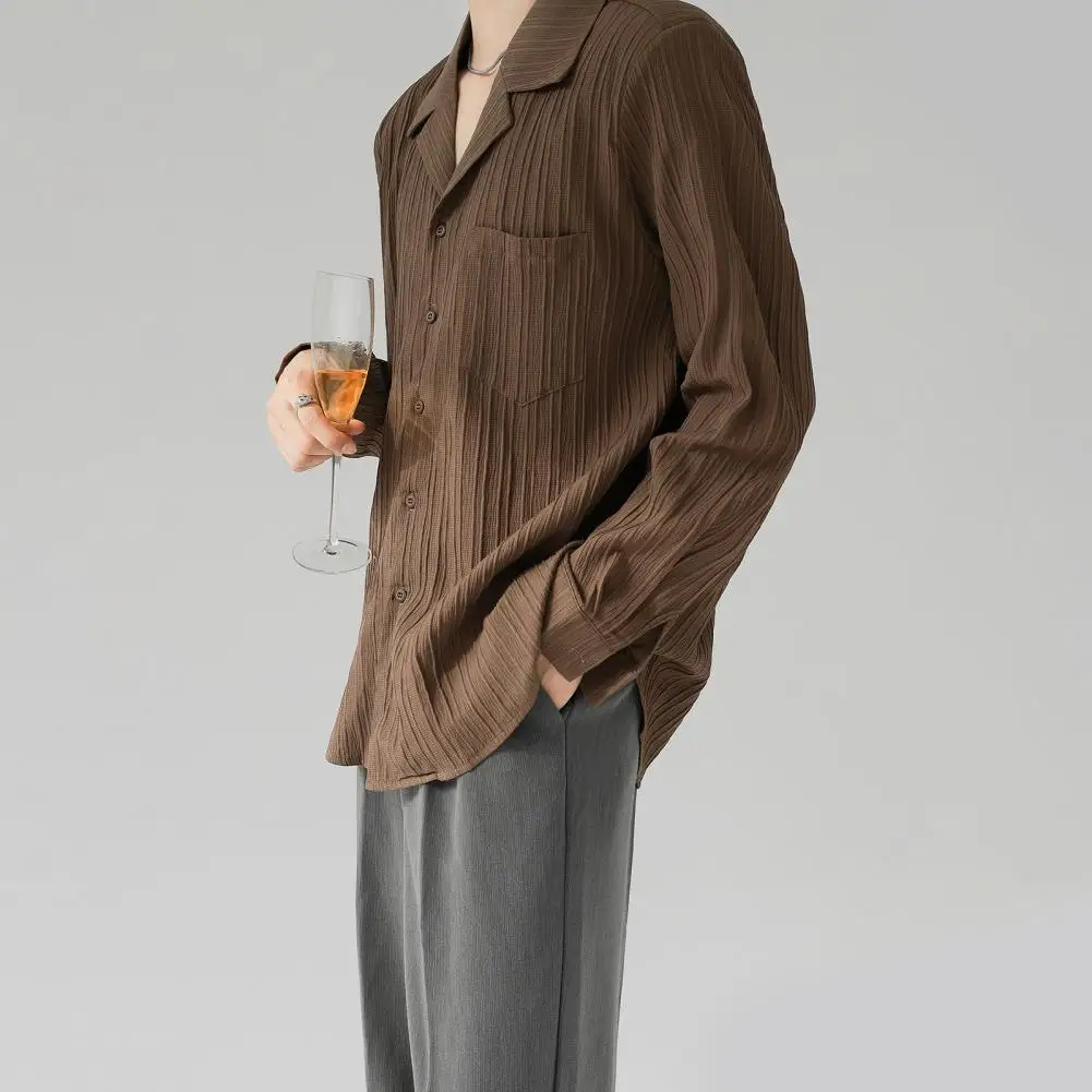 Long-sleeve Casual Shirt Men's Cuban Collar Long Sleeve Shirt with Textured Stripe Pattern Casual Loose Fit for Daily
Long-sleeve Casual Shirt Men's Cuban Collar Long Sleeve Shirt with Textured Stripe Pattern Casual Loose Fit for Daily