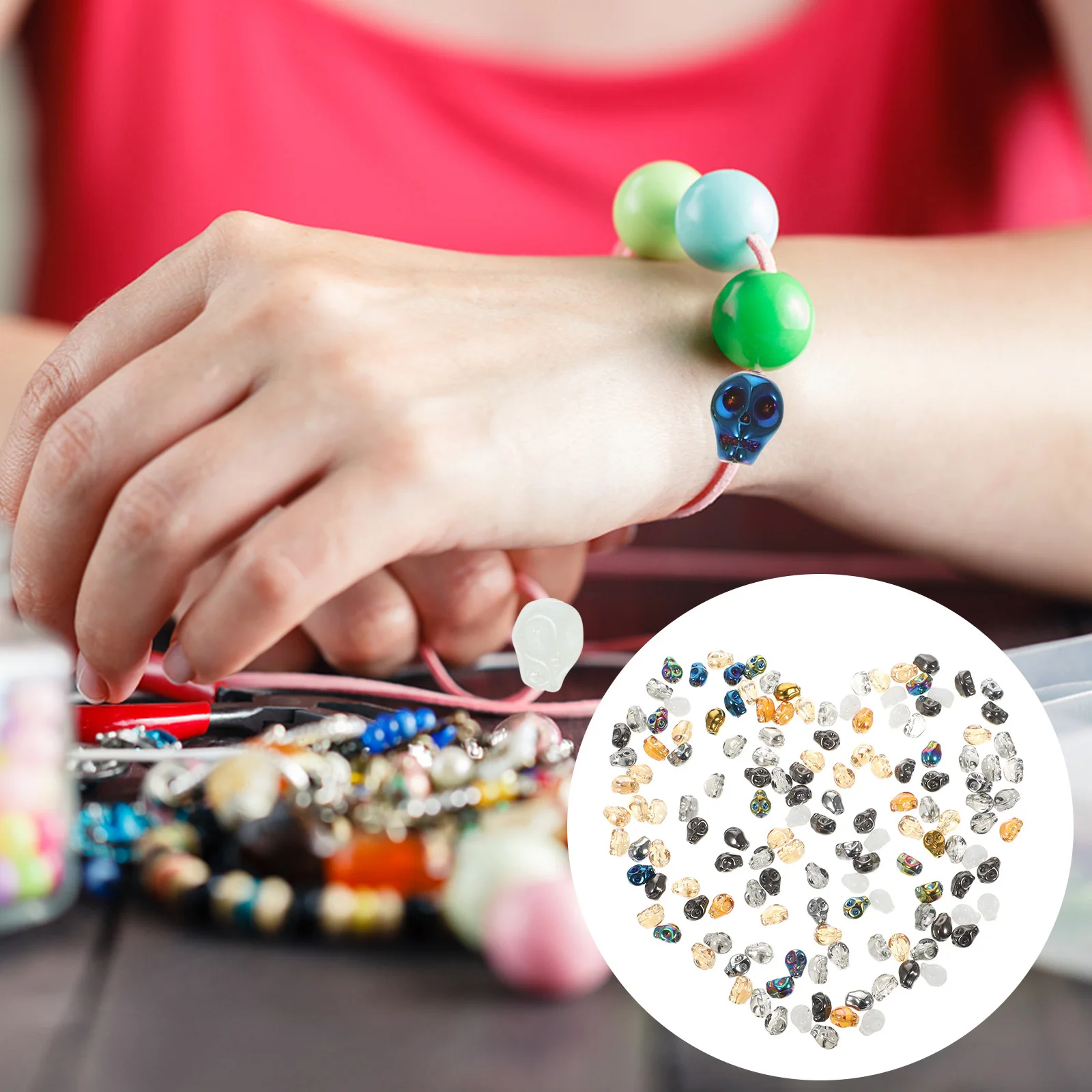 140Pcs Glass Skull Beads DIY Jewelry Making Charms Necklace Bracelet Craft Accessories Skull Charms for Bracelets
140Pcs Glass Skull Beads DIY Jewelry Making Charms Necklace Bracelet Craft Accessories Skull Charms for Bracelets