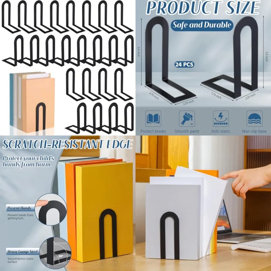 Pcs Book Ends Bulk for Shelves Decorative Small Modern Metal Bookends Book Shelf Organizer Minimalist Design Stopper to Hold Bo
Pcs Book Ends Bulk for Shelves Decorative Small Modern Metal Bookends Book Shelf Organizer Minimalist Design Stopper to Hold Bo