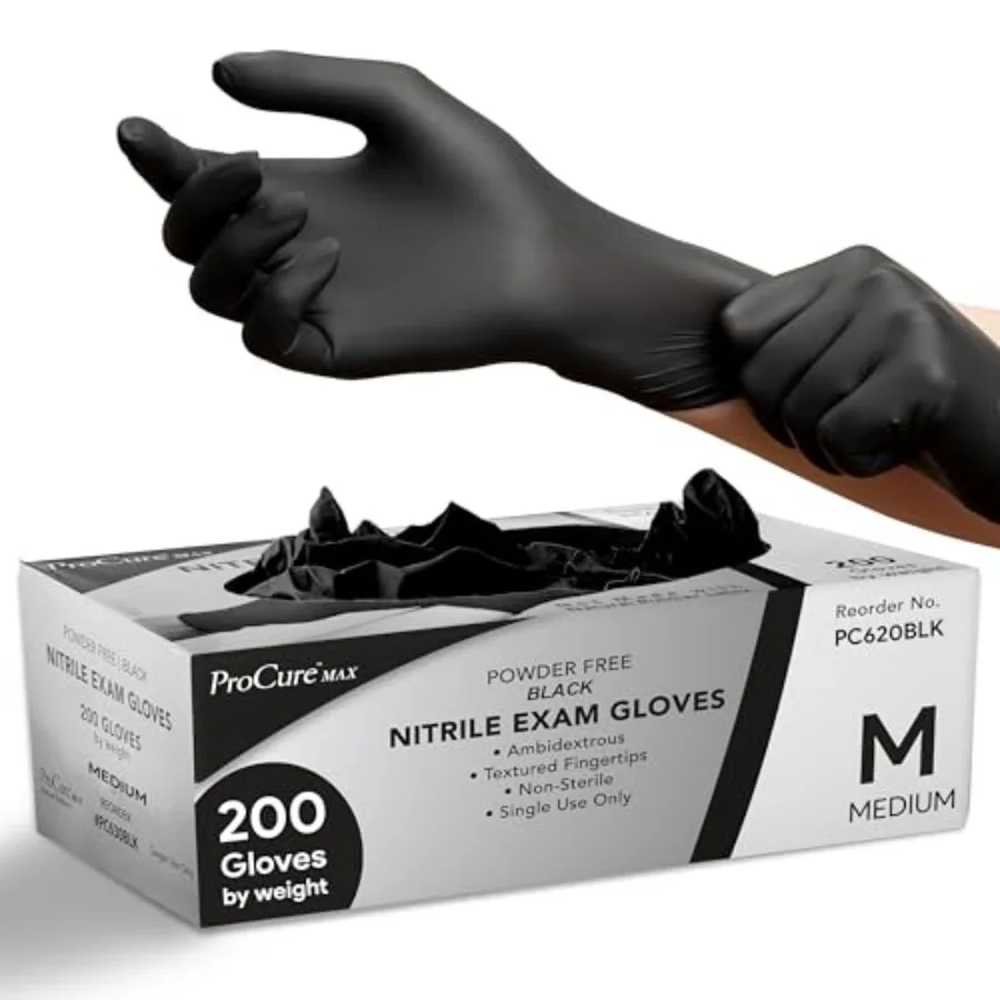 Black Nitrile Disposable Gloves 200-Pack Latex-Free for Medical, Surgical, Cleaning, Food Prep, Cooking, Tattoo
Black Nitrile Disposable Gloves 200-Pack Latex-Free for Medical, Surgical, Cleaning, Food Prep, Cooking, Tattoo