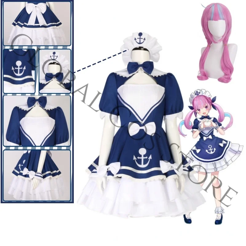 Hololive Minato Aqua Cosplay Costume Virtual VTuber Cos Suit Blue Lolita Sailor Uniform with Bonnet for Idol Stage Perfromance
Hololive Minato Aqua Cosplay Costume Virtual VTuber Cos Suit Blue Lolita Sailor Uniform with Bonnet for Idol Stage Perfromance