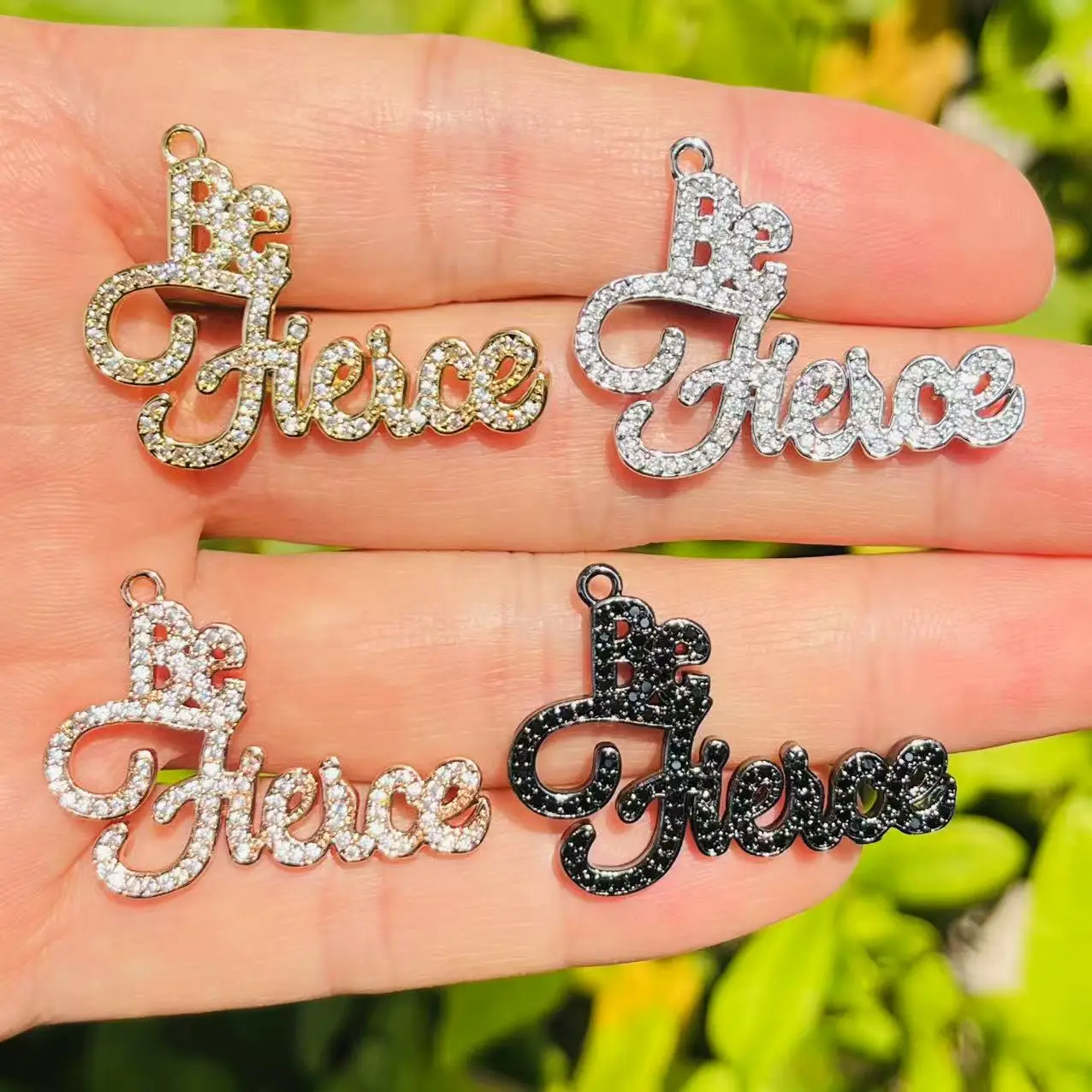 5Pcs Zircon Pave Copper Be Fierce Charm Self-Expression CZ DIY Gift for Jewelry Making Bracelets Crafting
5Pcs Zircon Pave Copper Be Fierce Charm Self-Expression CZ DIY Gift for Jewelry Making Bracelets Crafting