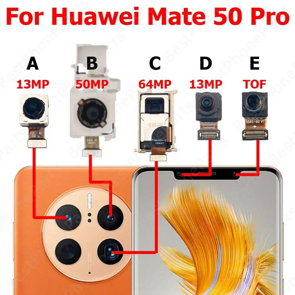 Camera For Huawei Mate 50 Pro 50Pro Rear Backside Front Facing Frontal Selfie Back Camera Module Mobile Phone Replacement Parts