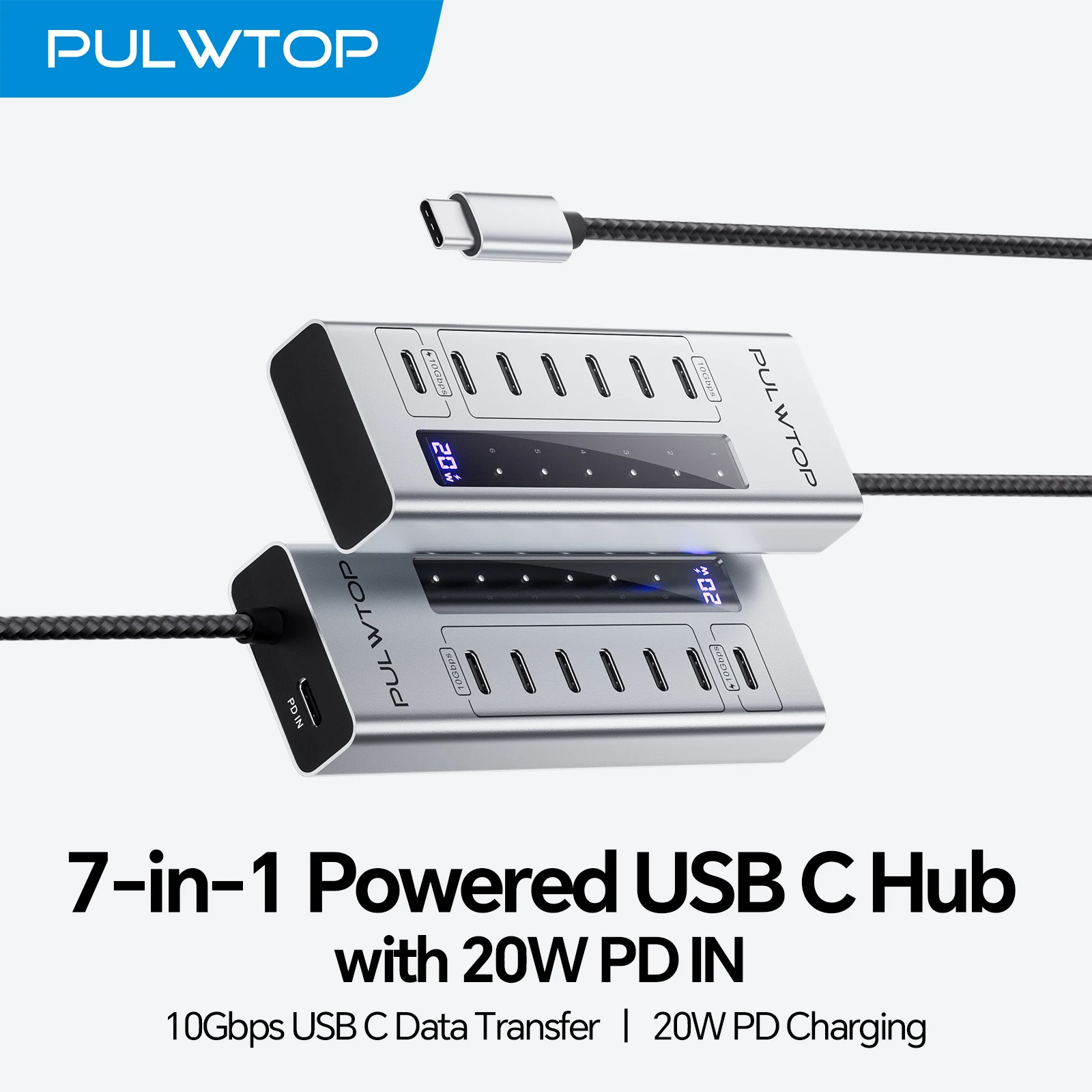 PULWTOP Powered USB C Hub 7 in 1, 10Gbps Data & Charging Hub, 35W PD Power Adapter Included, for iMac, MacBook Pro/Air, iPad,XPS
PULWTOP Powered USB C Hub 7 in 1, 10Gbps Data & Charging Hub, 35W PD Power Adapter Included, for iMac, MacBook Pro/Air, iPad,XPS