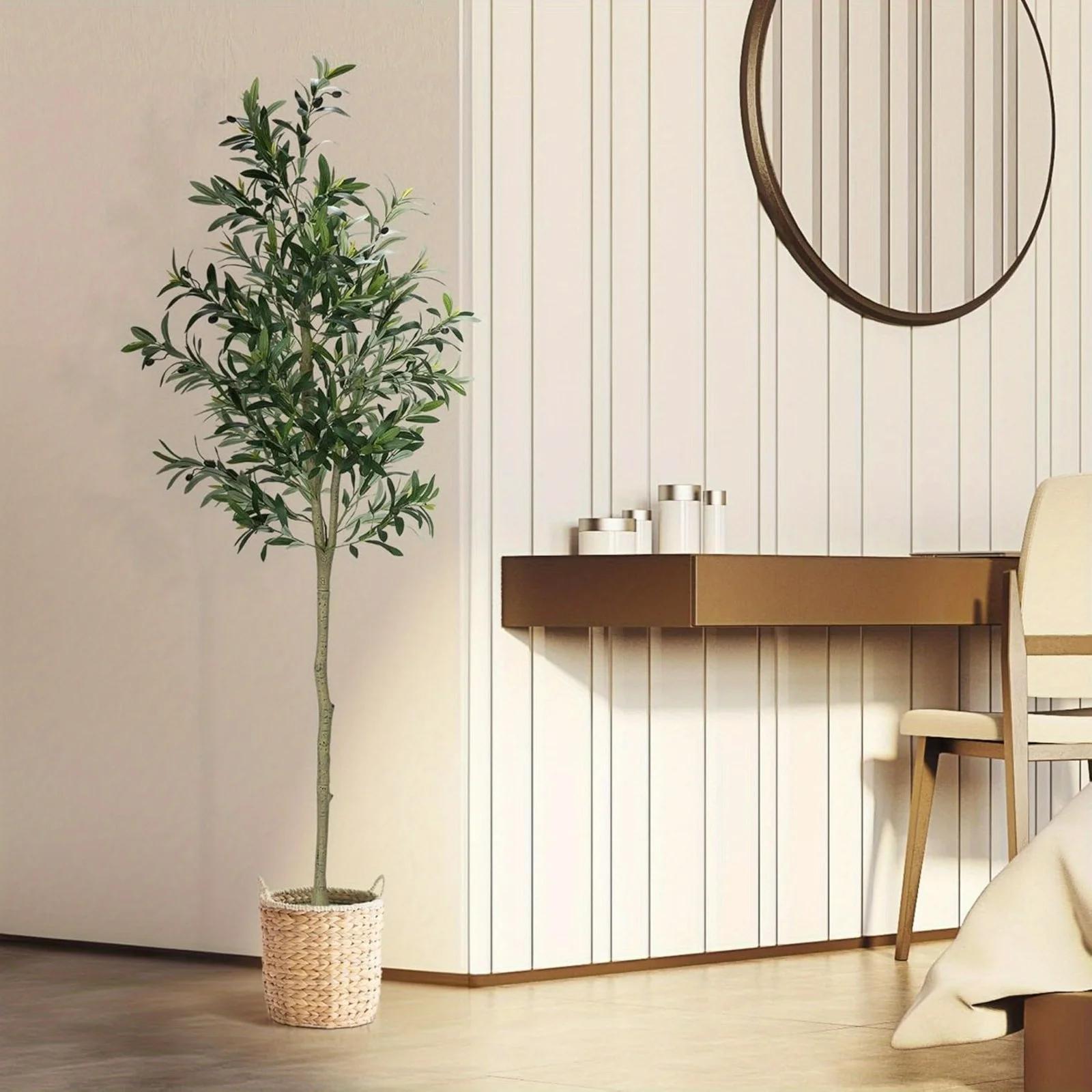 6ft Large Faux Olive Tree, Artificial Plant with Natural Wood Trunk & Lifelike Fruits, Realistic Indoor Tree for Living Room, Office, Entryway Decor
6ft Large Faux Olive Tree, Artificial Plant with Natural Wood Trunk & Lifelike Fruits, Realistic Indoor Tree for Living Room, Office, Entryway Decor