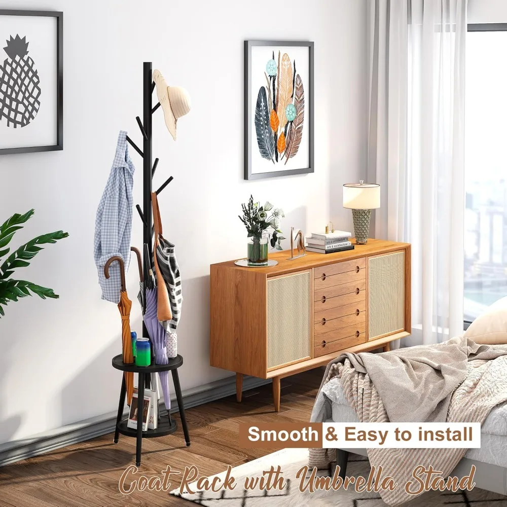 Freestanding Coat Rack with Umbrella Organizer Tray Bamboo Coat Tree Rack with 8 Hook Stand for Clothes Bag Hats Entryway
Freestanding Coat Rack with Umbrella Organizer Tray Bamboo Coat Tree Rack with 8 Hook Stand for Clothes Bag Hats Entryway