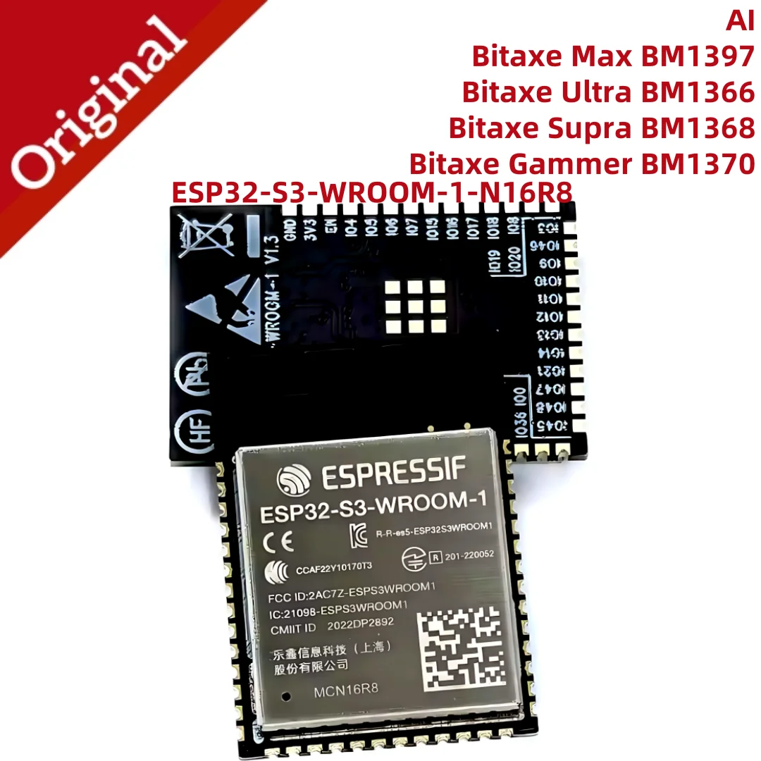 ESP32-S3-N16R8 ESP32-S3-WROOM-1-N16R8 by Espressif New original Wi-Fi Microcontroller on Bitaxe board BM1366 BM1370 BM1368
ESP32-S3-N16R8 ESP32-S3-WROOM-1-N16R8 by Espressif New original Wi-Fi Microcontroller on Bitaxe board BM1366 BM1370 BM1368