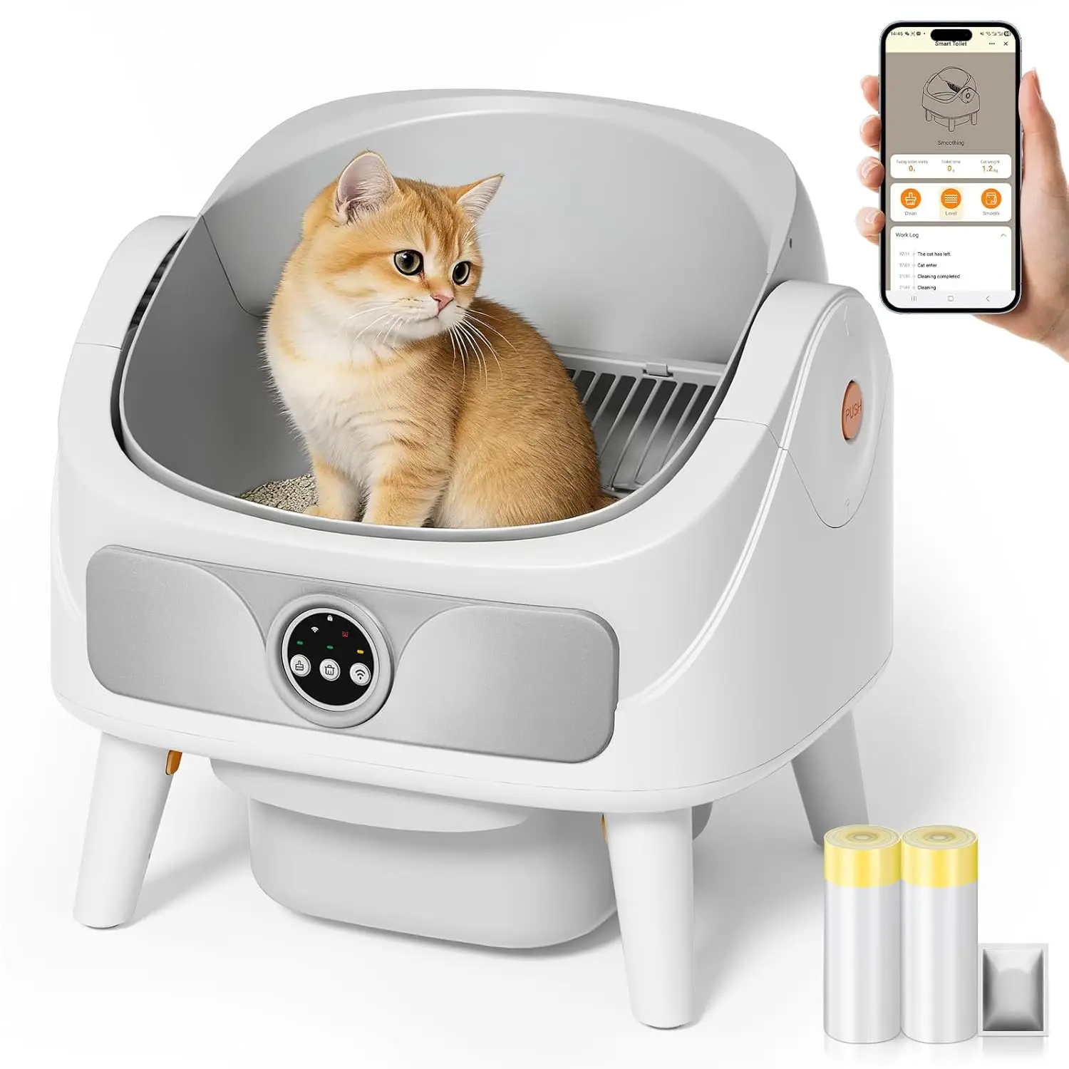 Self Cleaning Cat Litter Box, Open-Top Automatic Litter Box for Multiple Cats, Large Capacity Robot, APP Control,, Customized
Self Cleaning Cat Litter Box, Open-Top Automatic Litter Box for Multiple Cats, Large Capacity Robot, APP Control,, Customized