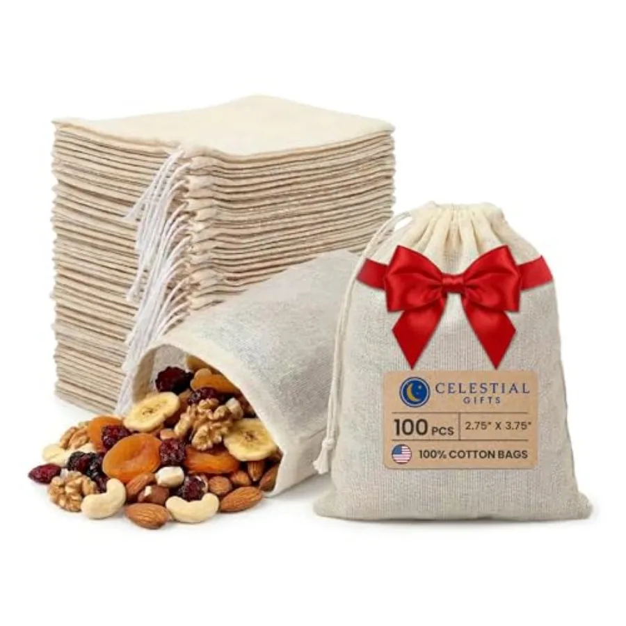Cotton Muslin Bags 100 Count 2.75 x 3.75 inches Natural Drawstring, made with 100% cotton in the USA by
Cotton Muslin Bags 100 Count 2.75 x 3.75 inches Natural Drawstring, made with 100% cotton in the USA by