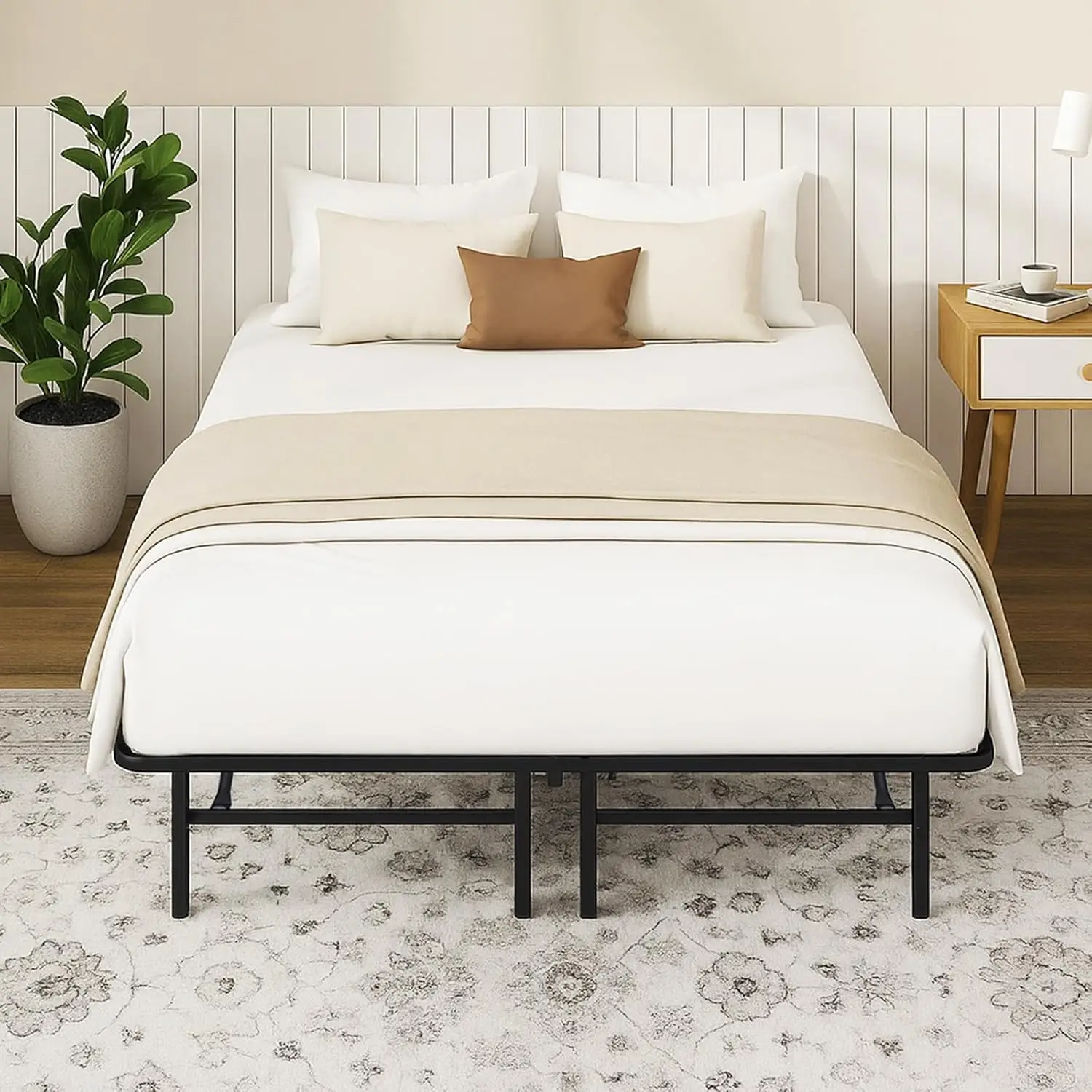 14 Inch Foldable King Bed Frame with Steel Slats, No Box Spring Needed, Tool-Free Assembly for Apartment or Guest Room
14 Inch Foldable King Bed Frame with Steel Slats, No Box Spring Needed, Tool-Free Assembly for Apartment or Guest Room