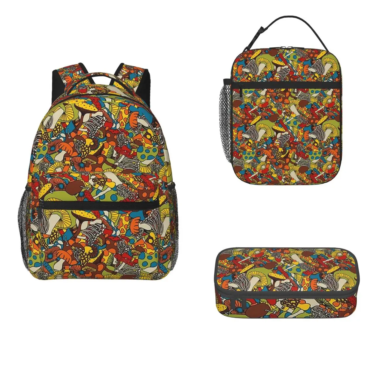 70s Psychedelic Mushroom Backpacks Boys Bookbag Children School Bags Cartoon Kids Rucksack Lunch Bag Pen Bag Three-Piece Set
70s Psychedelic Mushroom Backpacks Boys Bookbag Children School Bags Cartoon Kids Rucksack Lunch Bag Pen Bag Three-Piece Set