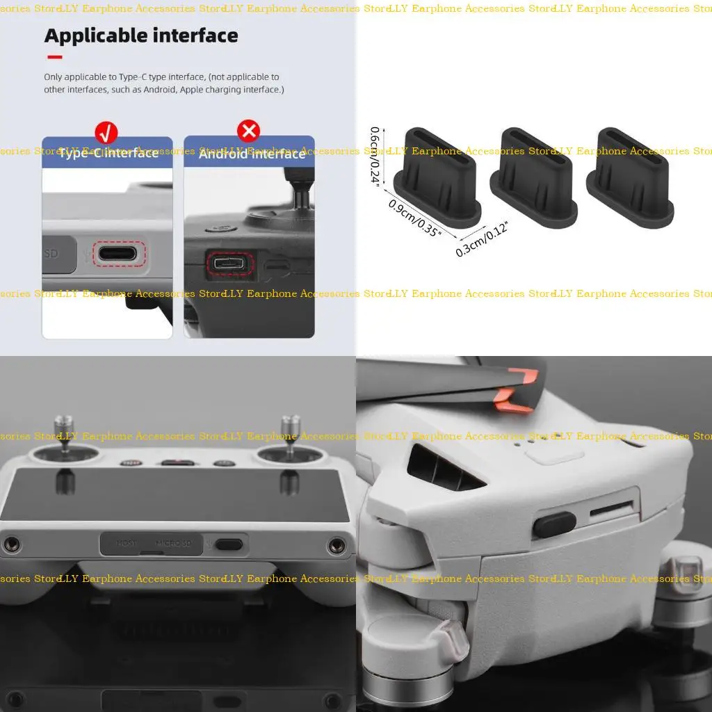462E 3Pieces Type-c Dust Plug Remote Control TYPEC Silicone Dust Cover For MINI 3 /RC-N1/Mini 3 Accessory
462E 3Pieces Type-c Dust Plug Remote Control TYPEC Silicone Dust Cover For MINI 3 /RC-N1/Mini 3 Accessory