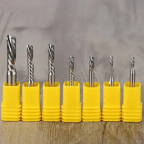 2pc SHK 3.175 4 5 6mm Left Spiral Milling Cutter Down Cut One Flute Router Bit CNC End Mill Milling Cutter Plastic PVC
