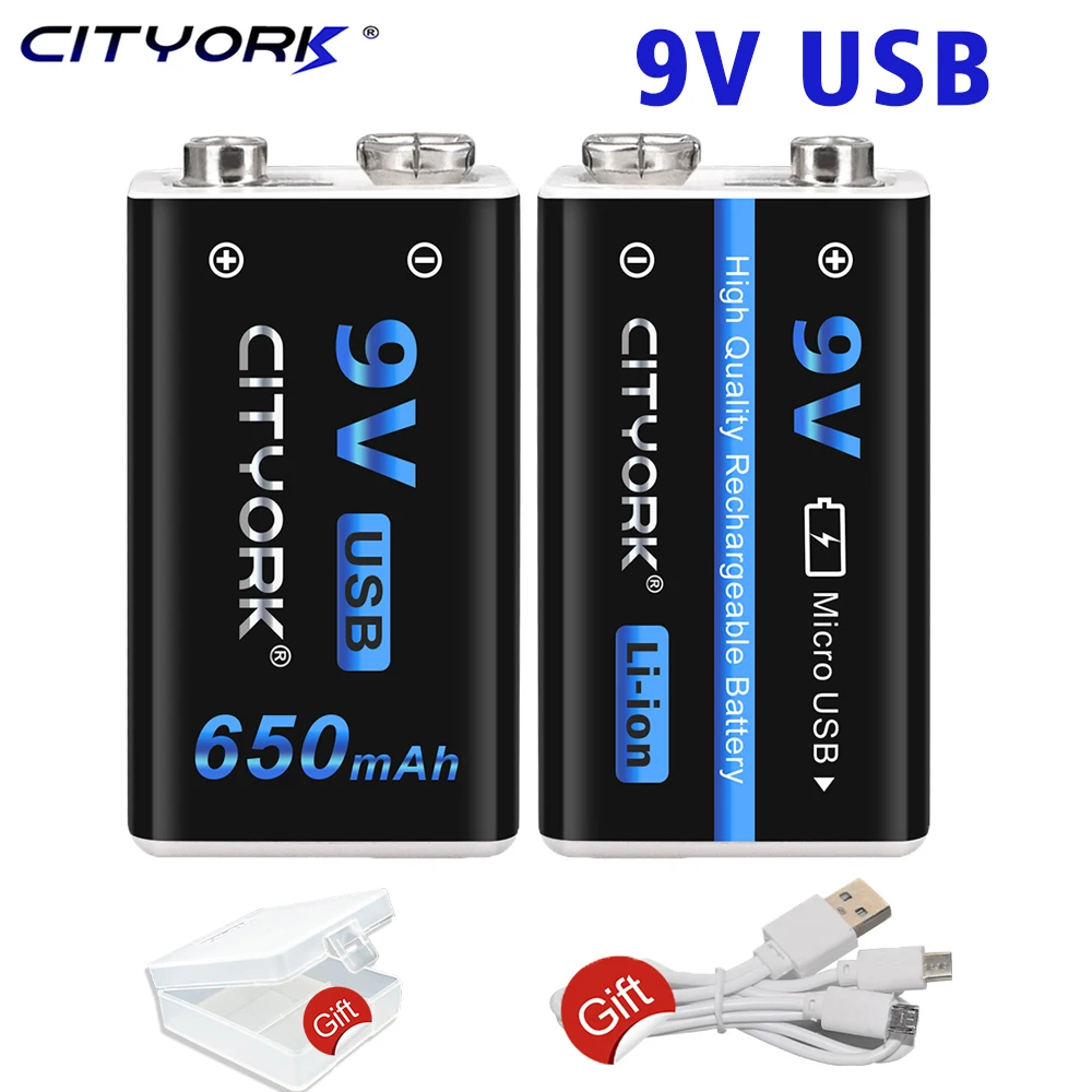 CITYORK 9V 650mAh li-ion Rechargeable battery micro USB Batteries 9V lithium batteries for Multimeter Toys Remote Control
CITYORK 9V 650mAh li-ion Rechargeable battery micro USB Batteries 9V lithium batteries for Multimeter Toys Remote Control