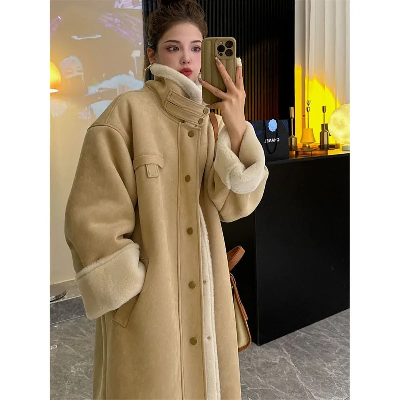 Winter Long Double-faced Fur Coat Women Korean Loose Thicken Warm Faux Suede Fabric Lamb Fur Jacket High-quality Female Overcoat
Winter Long Double-faced Fur Coat Women Korean Loose Thicken Warm Faux Suede Fabric Lamb Fur Jacket High-quality Female Overcoat