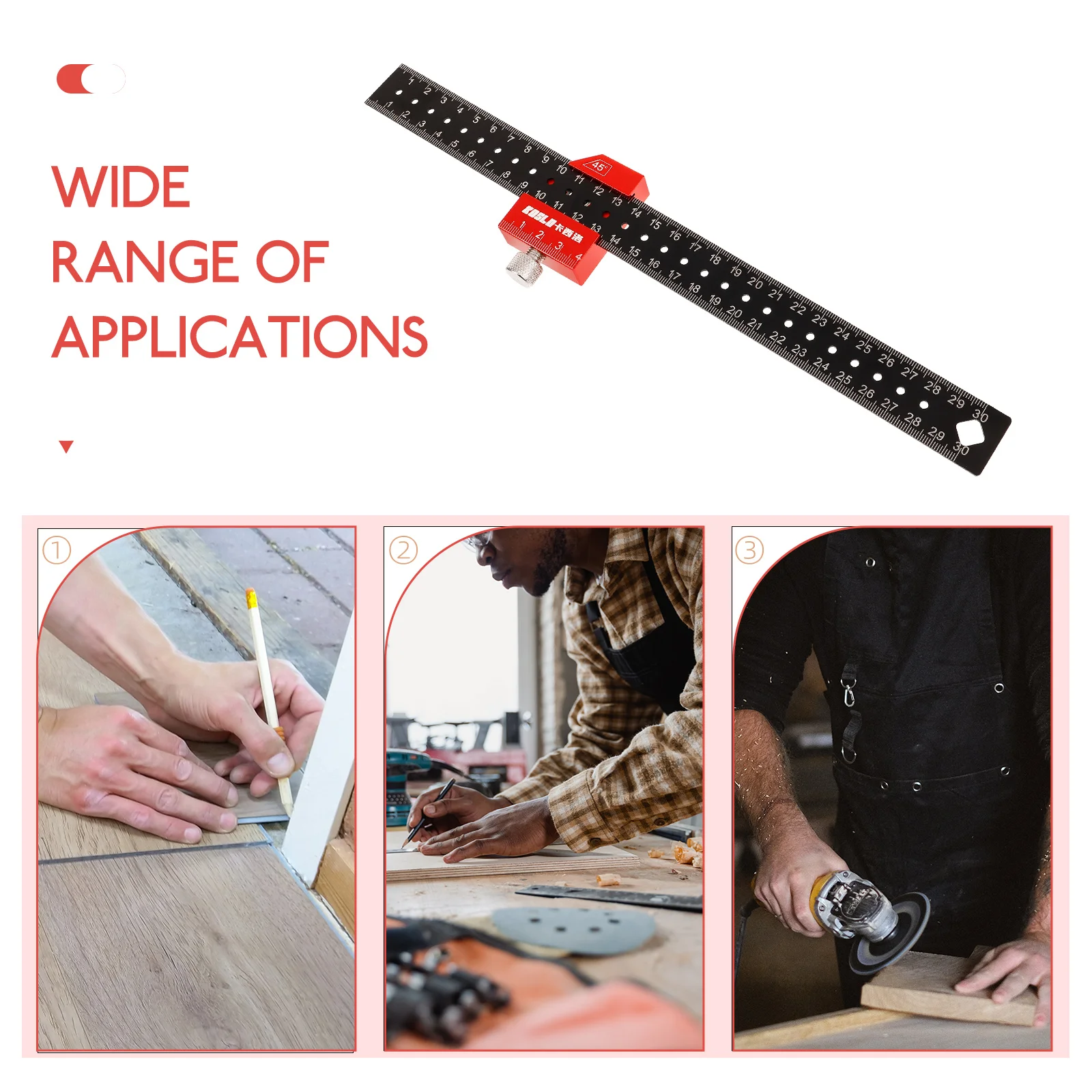 Woodworking Precision Stainless Steel Ruler 30cm Black Red Positioning Block Measuring Drawing Tools Carpentry School Office
Woodworking Precision Stainless Steel Ruler 30cm Black Red Positioning Block Measuring Drawing Tools Carpentry School Office