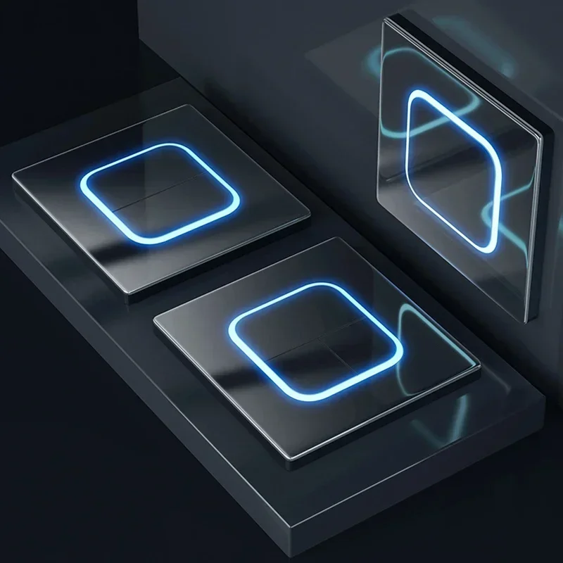 Tempered Glass Panel Wall Button Switch 1/2/3/4 Inputs Light Switch, International Universal LED Indicator, Reset Point, On/Off
Tempered Glass Panel Wall Button Switch 1/2/3/4 Inputs Light Switch, International Universal LED Indicator, Reset Point, On/Off