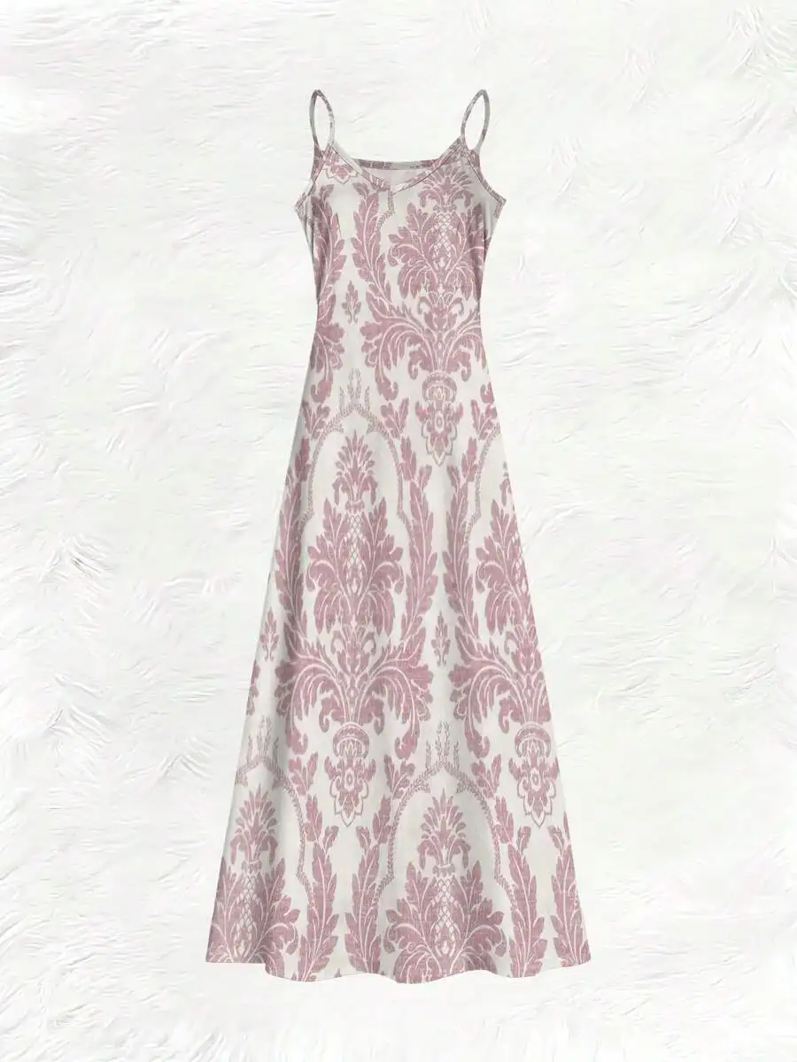 Elegant Damask Print V-Neck Halter Dress For Women Lightweight Soft Casual Maxi Dress
Elegant Damask Print V-Neck Halter Dress For Women Lightweight Soft Casual Maxi Dress