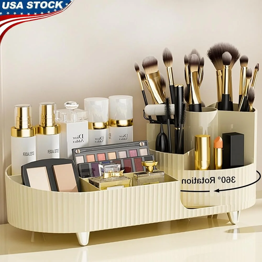 360° Rotating Makeup Organizer with Brush Holder Large Cosmetic Storage Skincare Perfume Organizer Multi-functional Vanity
360° Rotating Makeup Organizer with Brush Holder Large Cosmetic Storage Skincare Perfume Organizer Multi-functional Vanity