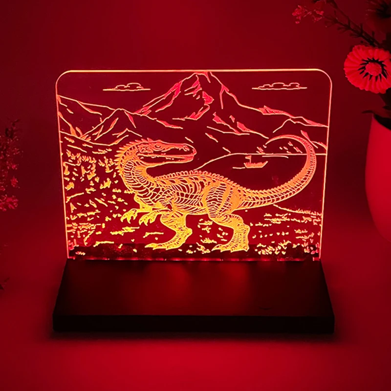3D Dinosaur night light Colorful Acrylic Flat Screen Dinosaur Decorative Cool LED Night beside lamp For Kids Child Bedroom Decor
3D Dinosaur night light Colorful Acrylic Flat Screen Dinosaur Decorative Cool LED Night beside lamp For Kids Child Bedroom Decor