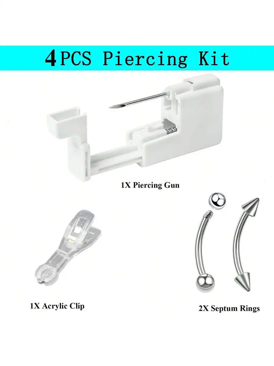 4PCS Body Piercing Kit With Gun Acrylic Clip And Septum Rings For Nose Lip Belly Button Nipple
4PCS Body Piercing Kit With Gun Acrylic Clip And Septum Rings For Nose Lip Belly Button Nipple