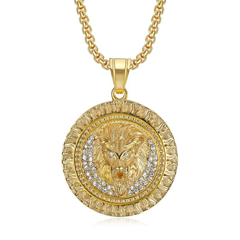 Hip Hop Iced Out Lion Head Pendant Male Gold Silver Color Stainless Steel Chain Animal Round Necklace For Men Party Jewelry Gift
Hip Hop Iced Out Lion Head Pendant Male Gold Silver Color Stainless Steel Chain Animal Round Necklace For Men Party Jewelry Gift
