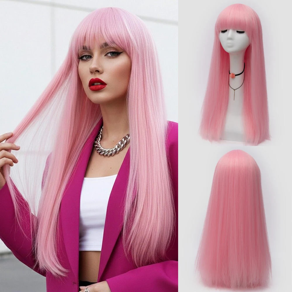 Heat Resistant Pink Long Straight Synthetic Wig With Bang for Women Cosplay Halloween Party
Heat Resistant Pink Long Straight Synthetic Wig With Bang for Women Cosplay Halloween Party
