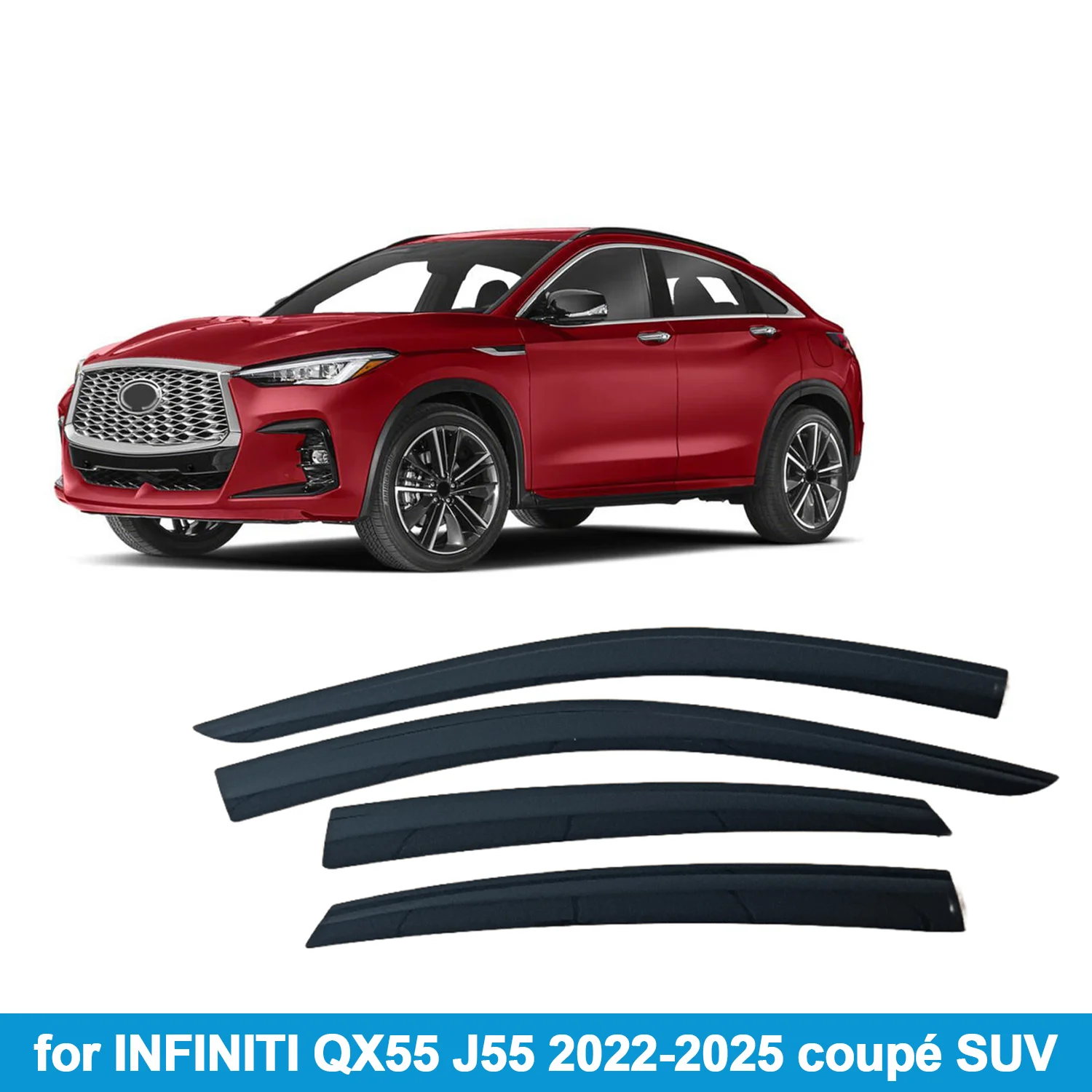 Window Visor for INFINITI QX55 J55 2022-2025 coupé SUV Rain Guard Side Vent Deflector Weathershield Outside-Mount Tape On
Window Visor for INFINITI QX55 J55 2022-2025 coupé SUV Rain Guard Side Vent Deflector Weathershield Outside-Mount Tape On