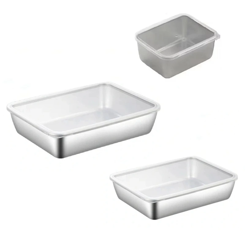 3PCS Stainless Steel Trays Dish With Cover Home Kitchen Organizer Food Container
3PCS Stainless Steel Trays Dish With Cover Home Kitchen Organizer Food Container