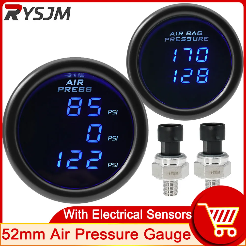 52MM Air Pressure Guage LED Digital Air Suspension Gauge with 1/8NPT Electrical Sensors 0-220PSI Triple Display Dual Display
52MM Air Pressure Guage LED Digital Air Suspension Gauge with 1/8NPT Electrical Sensors 0-220PSI Triple Display Dual Display