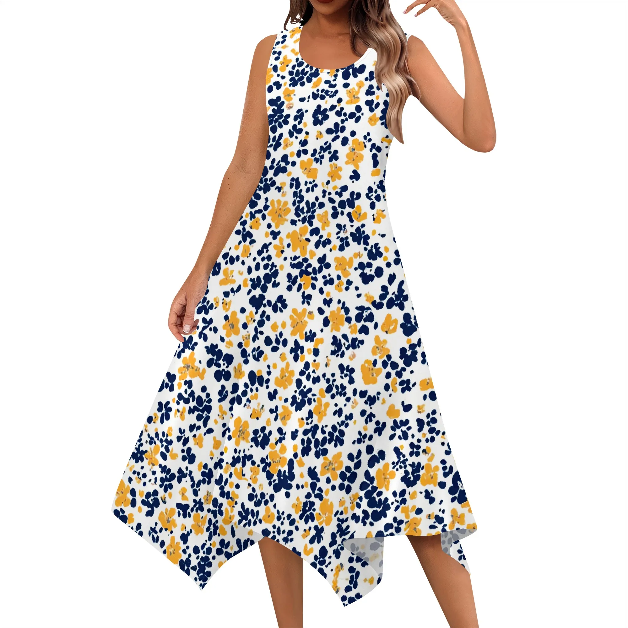 Women's Casual Summer Dress Sleeveless Vintage Floral Graphics Sundress Hankerchief Hem Boho Midi Dresses Beach Dress
Women's Casual Summer Dress Sleeveless Vintage Floral Graphics Sundress Hankerchief Hem Boho Midi Dresses Beach Dress