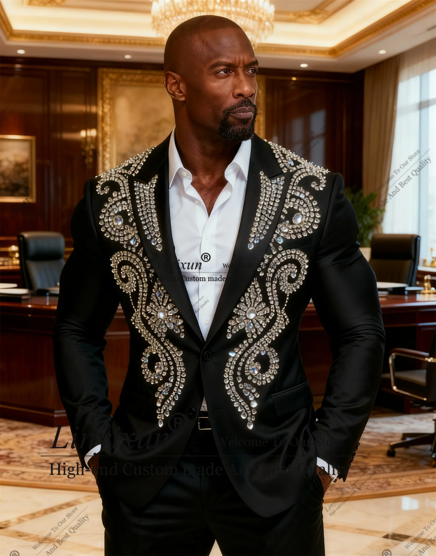 Формальные мужские костюмы с орнаментом и бриллиантами, комплекты из 2 предметов, мужские пиджаки для жениха, индивидуальные облегающие свадебные смокинги, костюм для вечеринки Homme
Формальные мужские костюмы с орнаментом и бриллиантами, комплекты из 2 предметов, мужские пиджаки для жениха, индивидуальные облегающие свадебные смокинги, костюм для вечеринки Homme