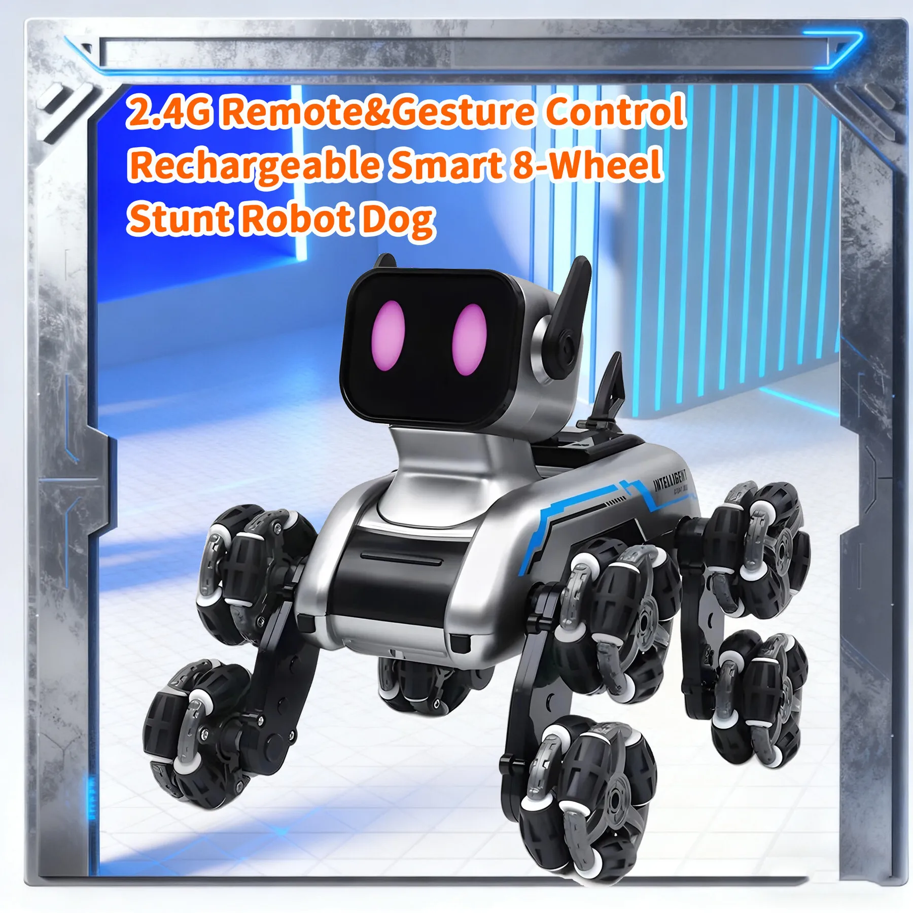 2025 New Smart 8-Wheel Stunt Robot Dog 2.4G Remote&Gesture Control Rechargeable LED Lights&Music RC Children Toy for Kids Gift
2025 New Smart 8-Wheel Stunt Robot Dog 2.4G Remote&Gesture Control Rechargeable LED Lights&Music RC Children Toy for Kids Gift