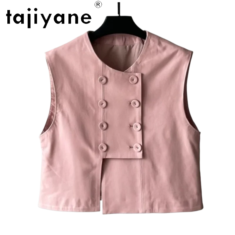 TAJIYANE Short Genuine Leather Jacket Woman Vests Double-breasted Leather Coat Sheepskin Jackets for Woman Round Neck Дубленка
TAJIYANE Short Genuine Leather Jacket Woman Vests Double-breasted Leather Coat Sheepskin Jackets for Woman Round Neck Дубленка