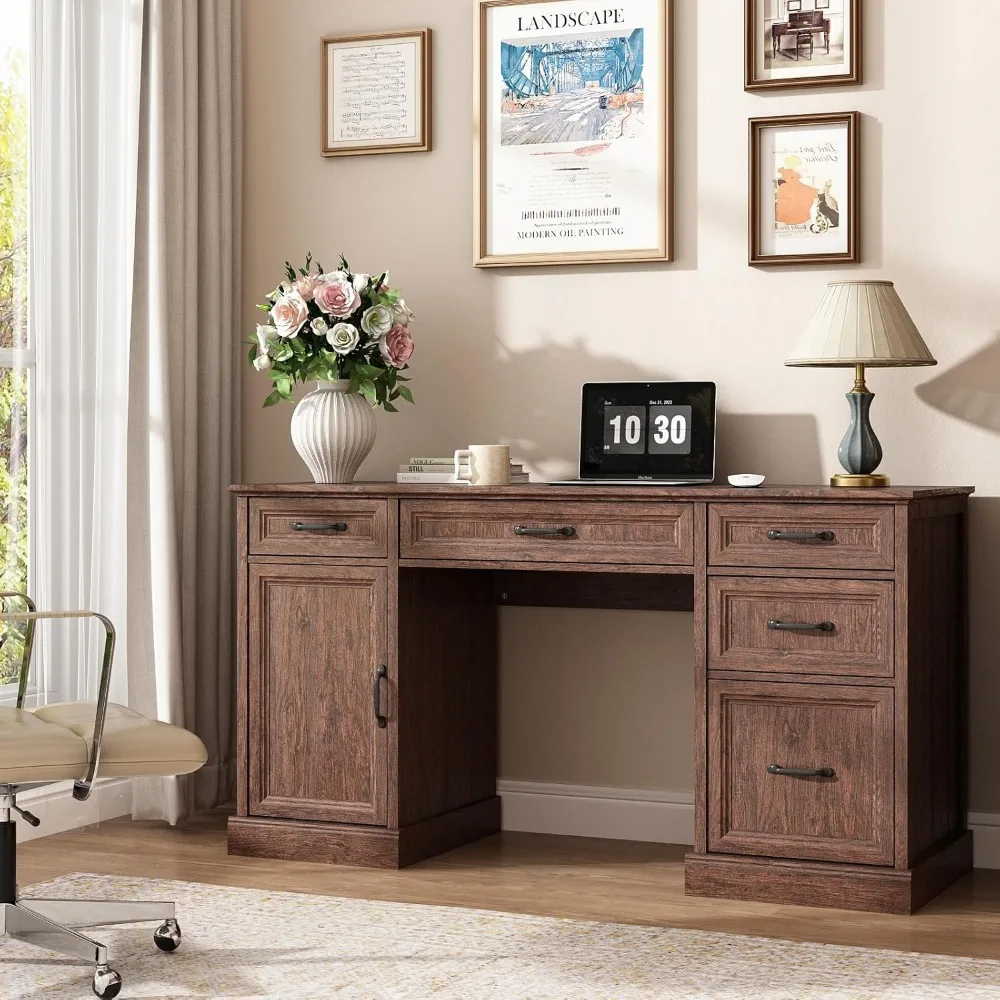 58'' Farmhouse Executive Desk: Rustic Computer Desk with File Drawer & Storage Cabinet - Home Office Furniture
58'' Farmhouse Executive Desk: Rustic Computer Desk with File Drawer & Storage Cabinet - Home Office Furniture