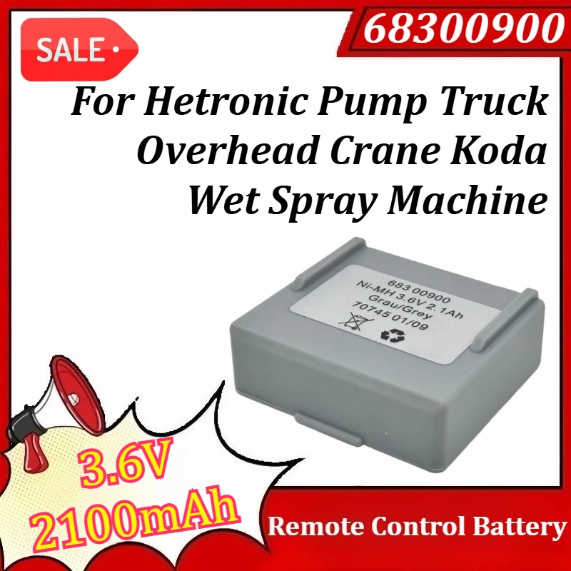 Аккумулятор 68300900 3.6V 2100mAh для пульта управления насосной установкой Hetronic, крана-манипулятора, машины для влажной распылительной обработки Koda
Аккумулятор 68300900 3.6V 2100mAh для пульта управления насосной установкой Hetronic, крана-манипулятора, машины для влажной распылительной обработки Koda