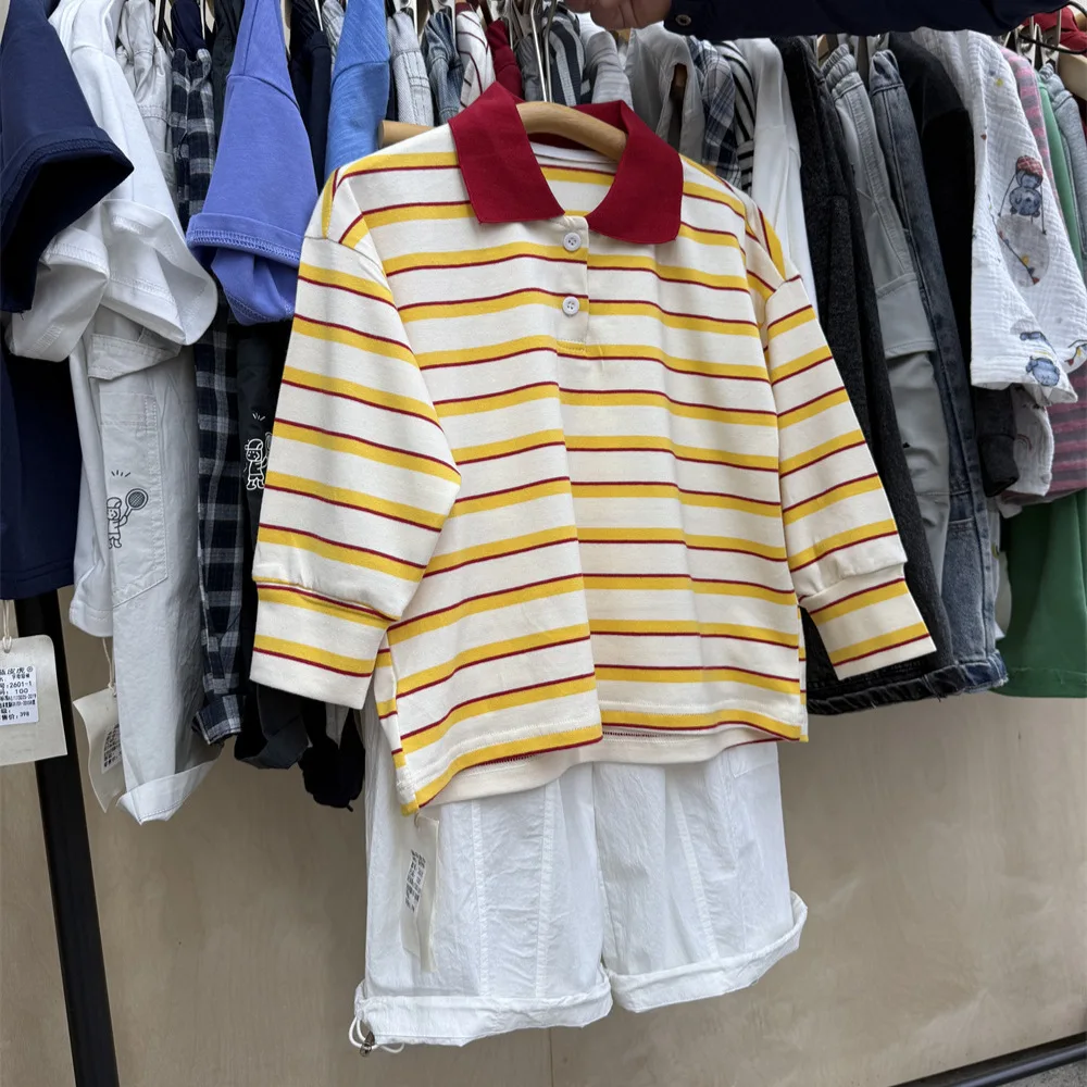 Children Clothes Spring Striped Long-sleeved Shirts American Style Boys and Girls Fashionable Long Sleeve Kids Simple Tops
Children Clothes Spring Striped Long-sleeved Shirts American Style Boys and Girls Fashionable Long Sleeve Kids Simple Tops