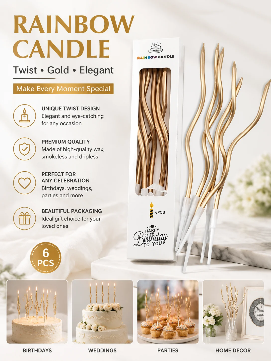 6/12/18pcs Simple And Elegant Birthday Celebration Candles for Parties Festivals Best Choice for Celebrations
6/12/18pcs Simple And Elegant Birthday Celebration Candles for Parties Festivals Best Choice for Celebrations