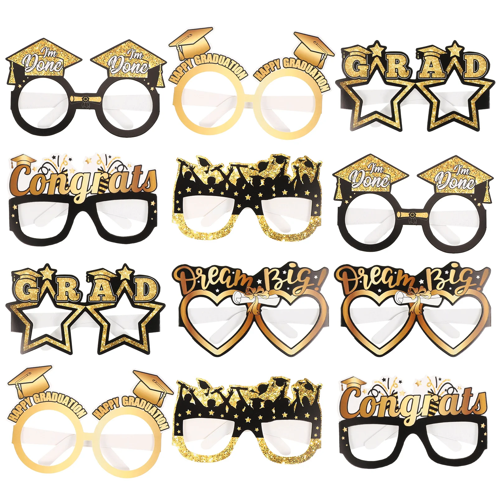 12 Pcs Graduation Season Glasses DIY Photo Props Booth Decorate Paper Party Favors 
12 Pcs Graduation Season Glasses DIY Photo Props Booth Decorate Paper Party Favors