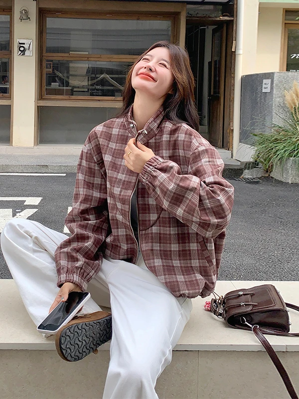 Retro Hong Kong Sle Plaid Jaet Women's ort Early Autumn New Unique Super Beautiful Lazy Loose Feel Zipper Closure Ladie...
Retro Hong Kong Sle Plaid Jaet Women's ort Early Autumn New Unique Super Beautiful Lazy Loose Feel Zipper Closure Ladie...