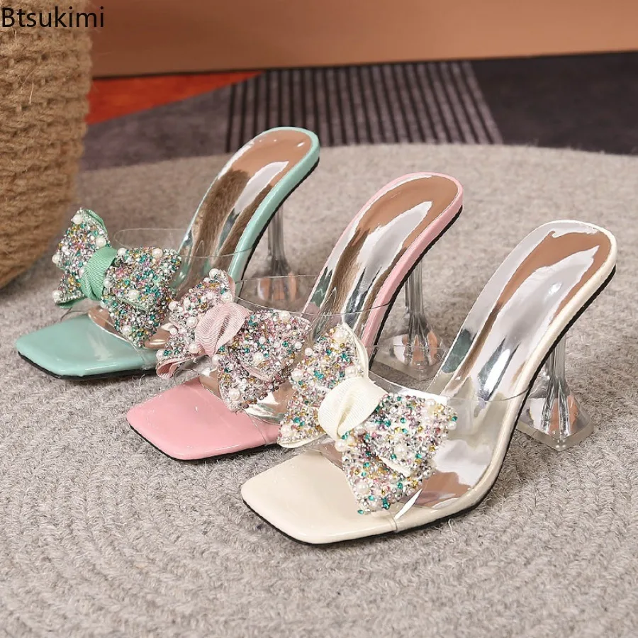 2025 Summer Transparent Slippers for Women Fashion Beige Crystal Bowknot High Heels for Women Mules Slides Sandals Shoes Female
2025 Summer Transparent Slippers for Women Fashion Beige Crystal Bowknot High Heels for Women Mules Slides Sandals Shoes Female
