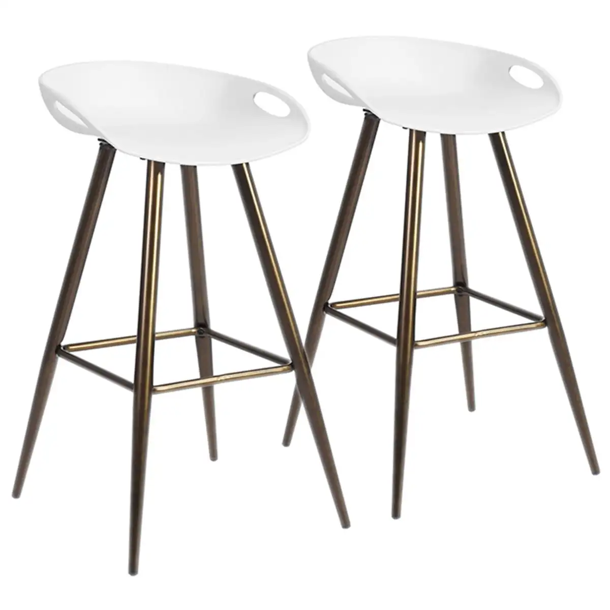 27.6" Bar Stools Set of 2, Retro Pub Counter Height Stools with Low Back, White/Bronze
27.6" Bar Stools Set of 2, Retro Pub Counter Height Stools with Low Back, White/Bronze