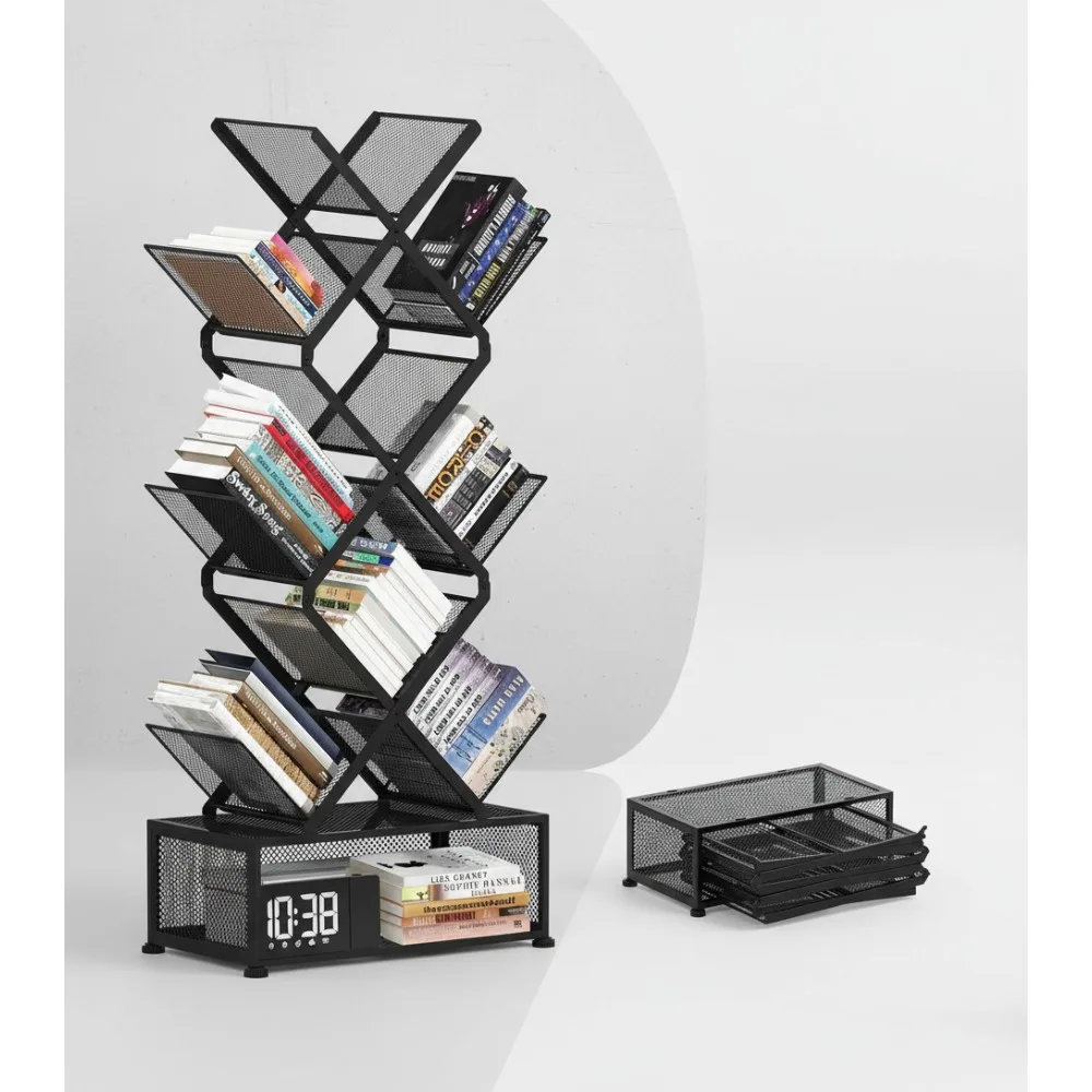 9-уровневая компактная книжная полка для хранения деревьев, металлический книжный шкаф без установки для гостиной, кабинета, офиса
9-уровневая компактная книжная полка для хранения деревьев, металлический книжный шкаф без установки для гостиной, кабинета, офиса