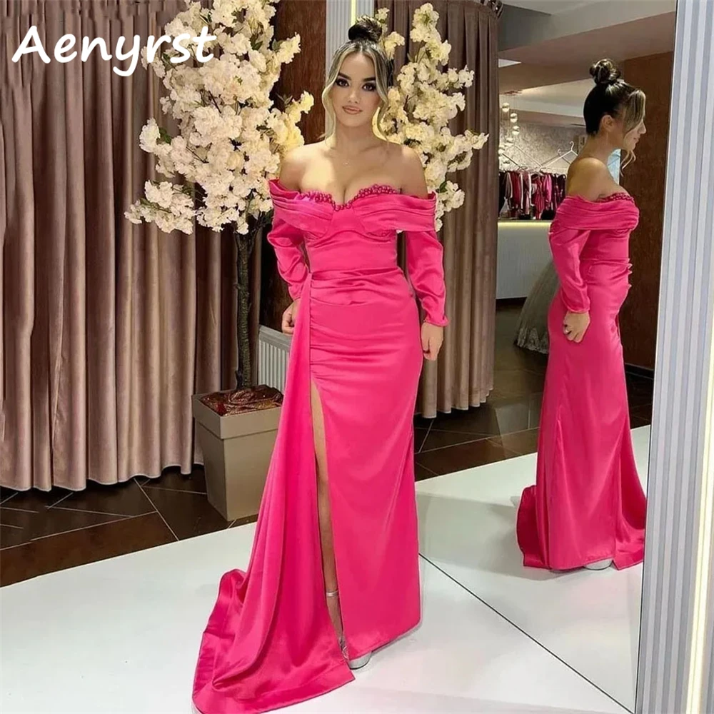Aenyrst Off Shoulder Mermaid Side Split Prom Dresses Sweetheart Long Sleeves Satin Evening Gowns Floor Length Dinner Party Dress
Aenyrst Off Shoulder Mermaid Side Split Prom Dresses Sweetheart Long Sleeves Satin Evening Gowns Floor Length Dinner Party Dress